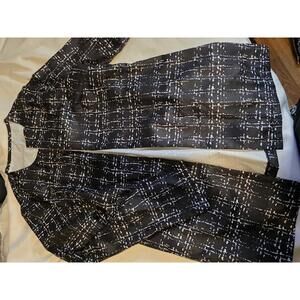 Black and White Patterned Long Sleeve Open Front Jacket